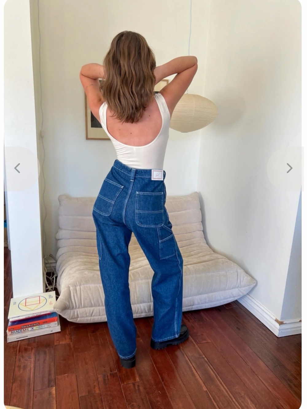 Lisa Says Gah Dark Blue Wide-Leg Utility Jeans - Picture 3 of 7